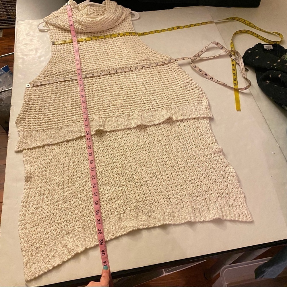 Free People Sweater Womens Size Small Skyscraper Sleeveless Turtleneck Cream - Picture 8 of 13